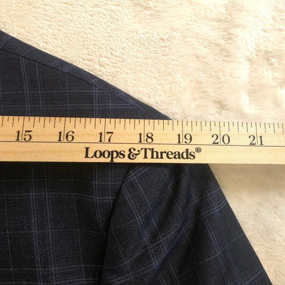 BROOKS BROTHERS Mens 44R Fitgerald Blue Plaid Windowpane Jacket Blazer Sportcoat